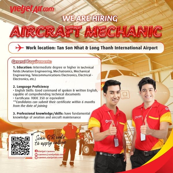 [THÔNG TIN TUYỂN DỤNG] VIETJET TUYỂN VỊ TRÍ 