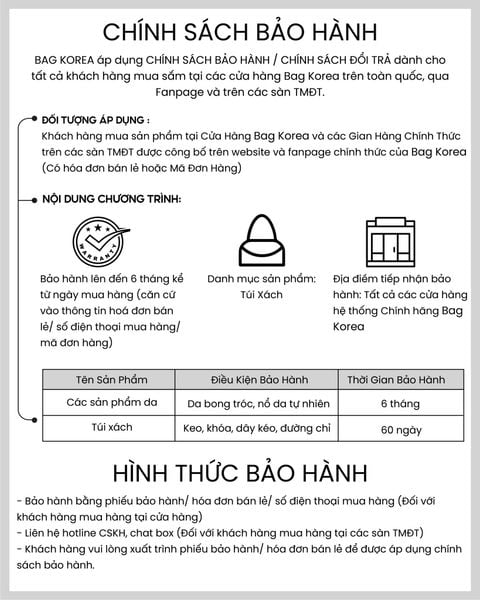 Chính sách bảo hành Bag Korea