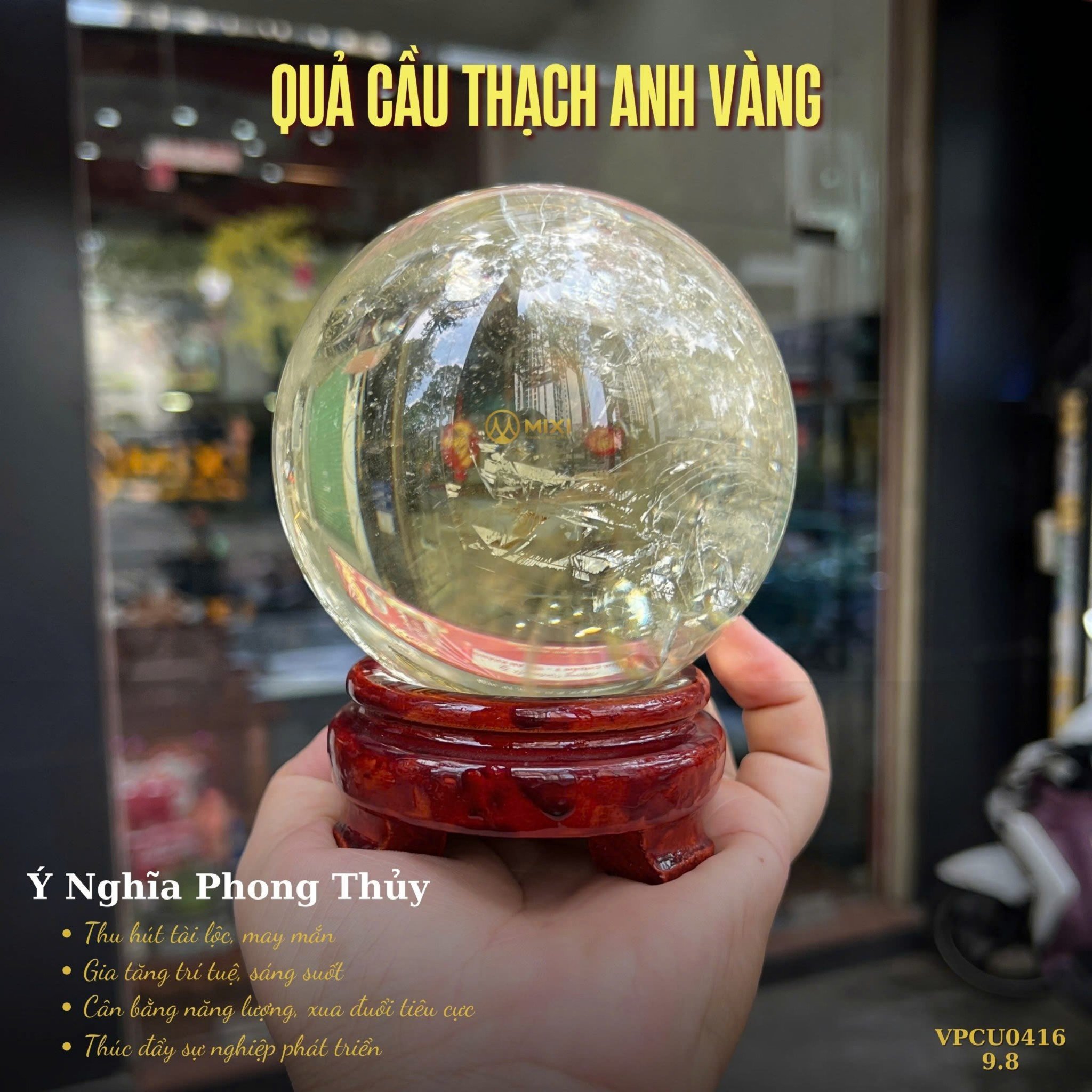 QUẢ CẦU ĐÁ THẠCH ANH VÀNG – KHAI MỞ TÀI LỘC, CHIÊU HỘI CÁT KHÍ, VỮNG NỀN VẬN MỆNH