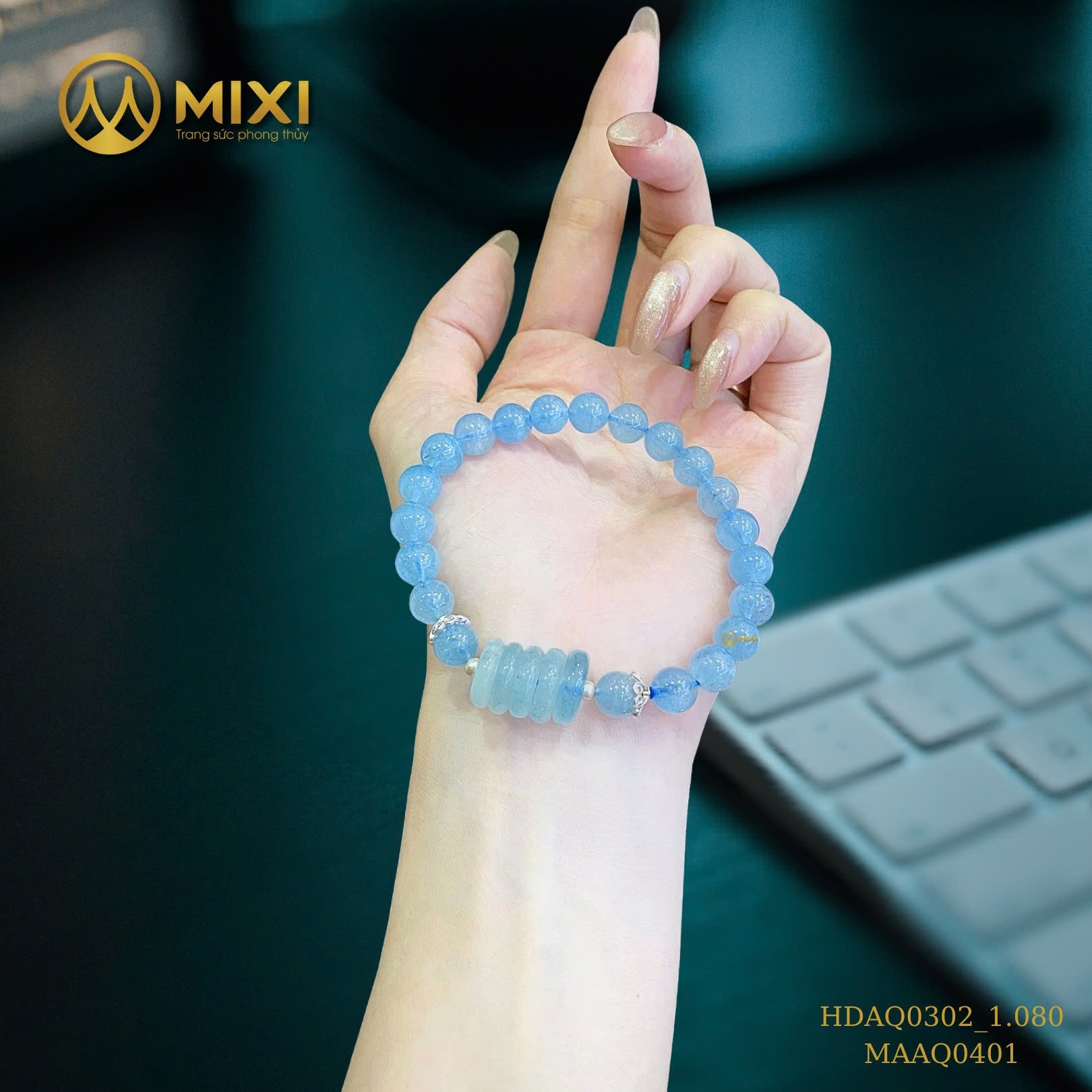 VÒNG TAY ĐÁ AQUAMARINE MIX NGŨ ĐIẾU AQUAMARINE – THANH KHIẾT, AN YÊN, HỘ THÂN MỖI NGÀY