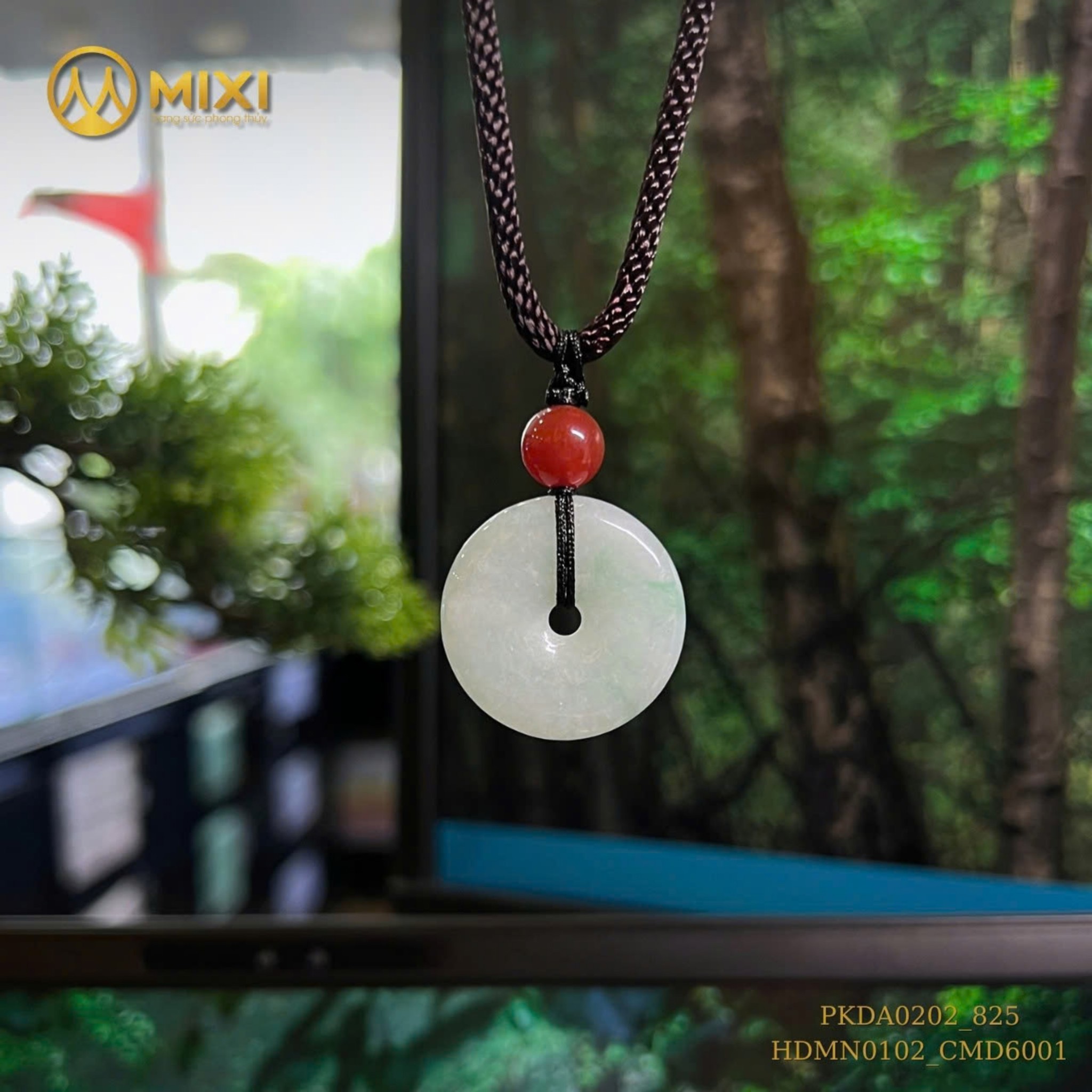 MẶT DÂY ĐỒNG ĐIẾU NGỌC CẨM THẠCH MIX HẠT ĐÁ MÃ NÃO ĐỎ – VIÊN MÃN, MAY MẮN, HỘ THÂN