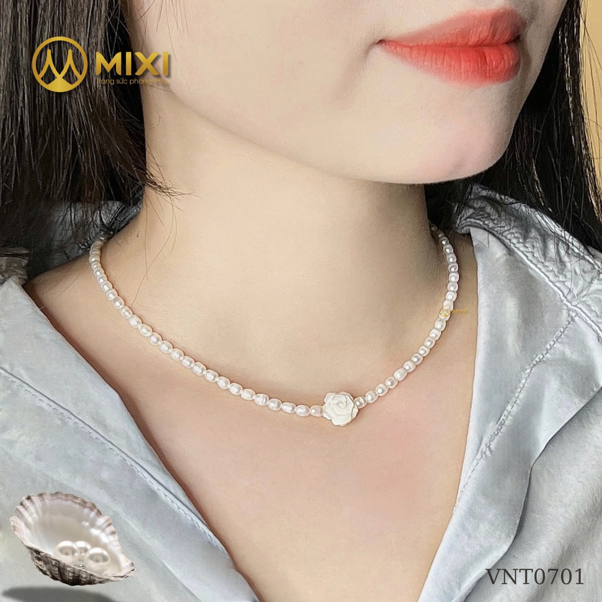 DÂY CHUYỀN NGỌC TRAI TRẮNG MIX VỎ SÒ – MÓN QUÀ Ý NGHĨA TẶNG MẸ MÙA VU LAN