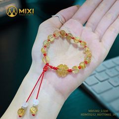 VÒNG TAY CHỈ ĐỎ THẠCH ANH TÓC VÀNG MIX CỎ 4 LÁ – KẾT NỐI MAY MẮN, GIỮ VỮNG TÂM AN