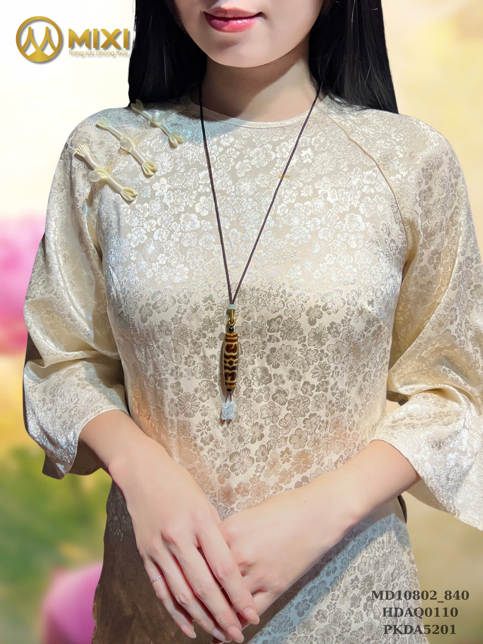 MẶT DÂY DZI LU THỐNG MÃ NÃO LÁ BỒ ĐỀ – MIX HẠT ĐÁ AQUAMARINE