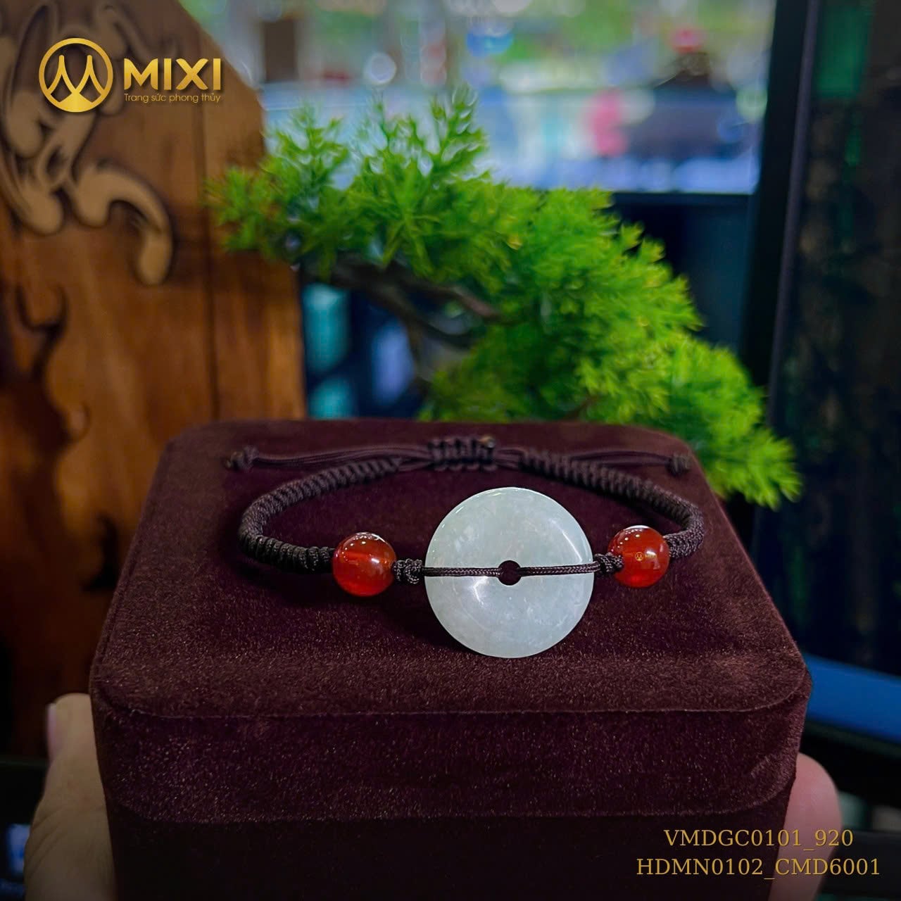 VÒNG TAY TẾT DÂY MIX ĐỒNG ĐIẾU NGỌC CẨM THẠCH VÀ HẠT ĐÁ MÃ NÃO ĐỎ – MAY MẮN, AN LÀNH, GẮN KẾT