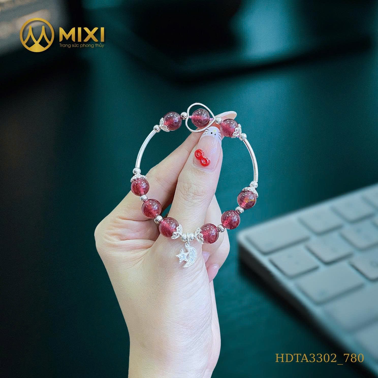 Vòng Tay Thạch Anh Dâu Tây Mix Charm Bạc – Dịu Dàng Cảm Xúc, Thu Hút Nhân Duyên Tốt Lành