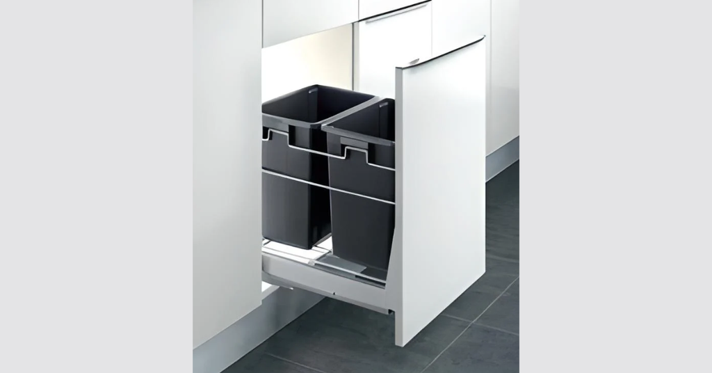Hệ thống ray trượt của thùng rác 2 ngăn inox