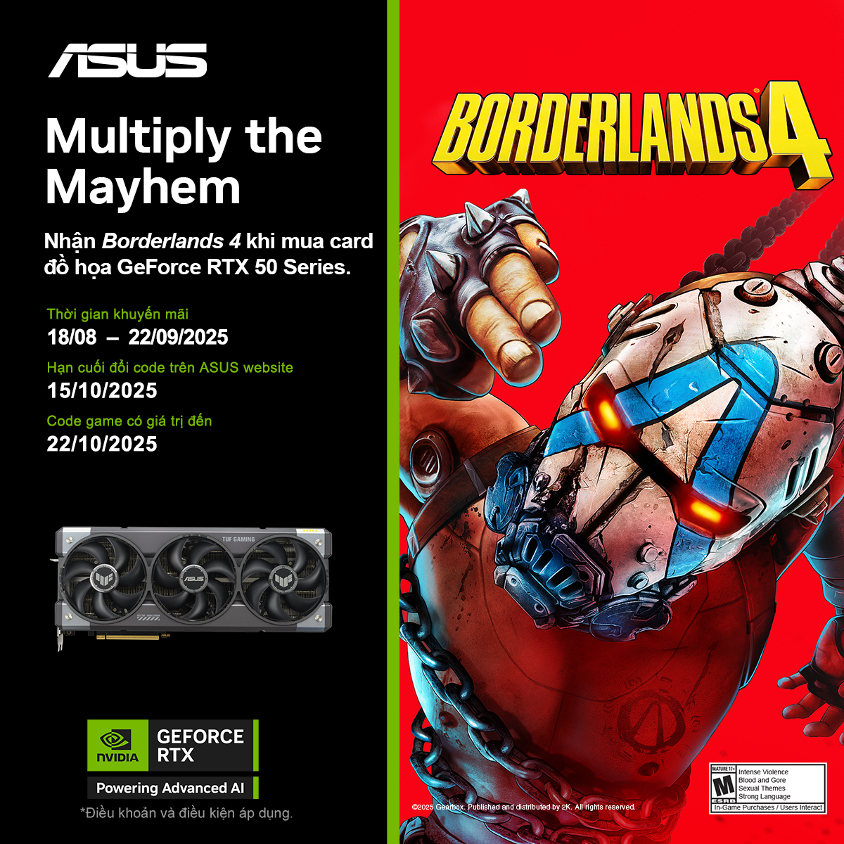 Nhận ngay Borderlands 4 khi mua ASUS RTX 50 series