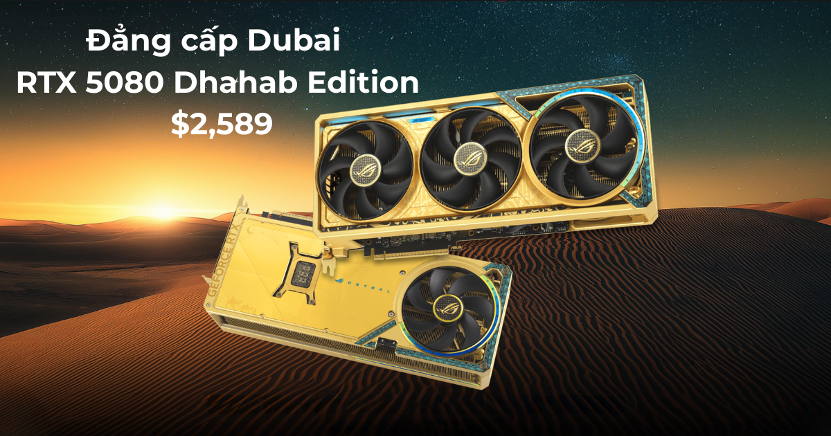 ASUS ROG Astral RTX 5080 Dhahab Edition: Sang trọng dát vàng 24K, xuất hiện tại Dubai với giá 2,589 USD