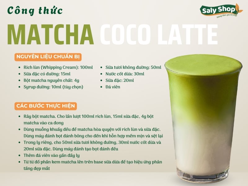 Công Thức Matcha Coco Latte Siêu Thơm Béo, Ngon Đậm Đà