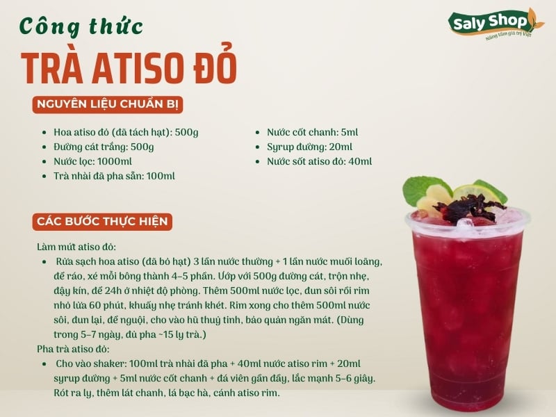 2 công thức trà atiso đỏ thanh mát, chuẩn vị quán