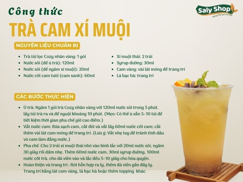 Công thức trà cam xí muội thơm ngon, hương vị lạ miệng