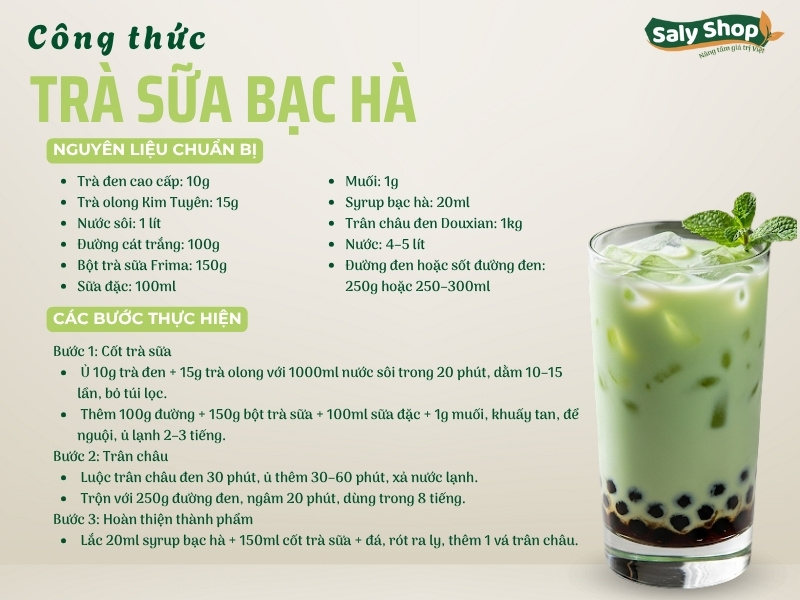 Cách làm trà sữa bạc hà mát lạnh, chuẩn vị giải nhiệt ngày hè