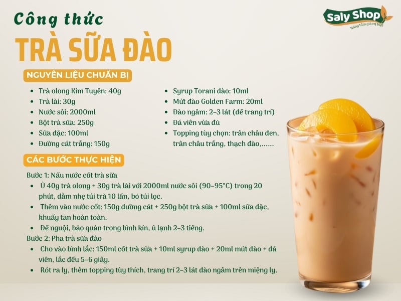 Công thức pha trà sữa đào đơn giản, mát lạnh và chuẩn vị