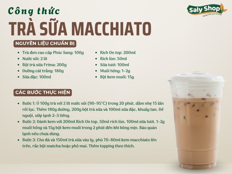 Cách làm trà sữa macchiato ngon, độc đáo