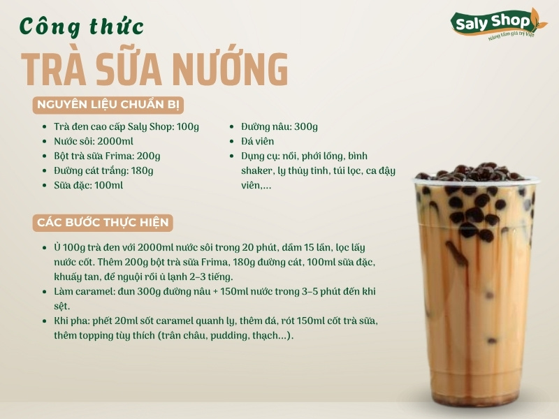 Cách làm trà sữa nướng ngon, đơn giản và dễ bán