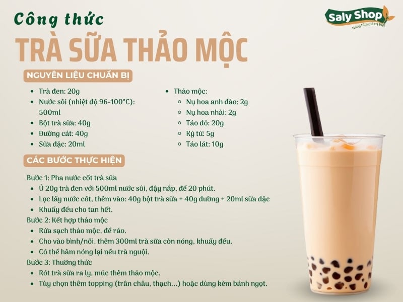 Cách làm trà sữa thảo mộc mới lạ, chi tiết cho người mới