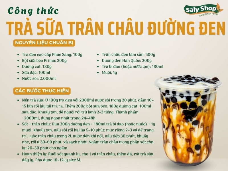 Hướng dẫn cách làm trà sữa trân châu đường đen chi tiết nhất