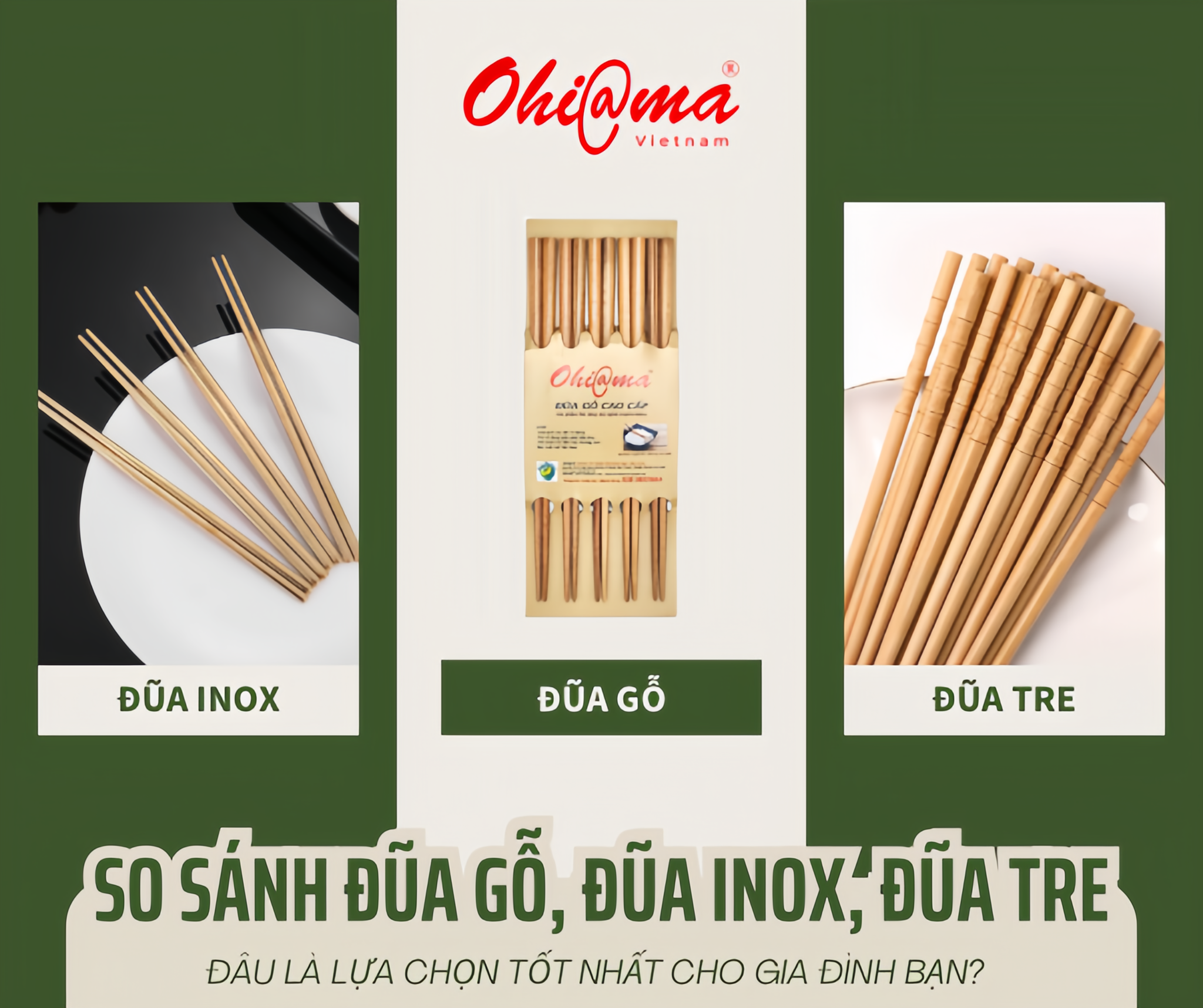 So sánh đũa gỗ, đũa inox, đũa tre: Đâu là lựa chọn tốt nhất cho gia đình bạn?