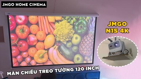 HOME CINEMA VỚI JMGO N1S 4K VÀ MÀN CHIẾU TREO TƯỜNG