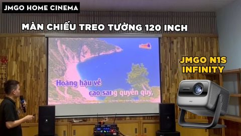 HOME CINEMA VỚI JMGO N1S INFINITY VÀ MÀN CHIẾU TREO TƯỜNG