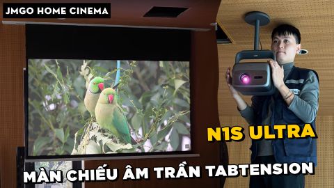 HOME CINAME VỚI JMGO N1S ULTRA 4K VÀ MÀN CHIẾU ĐIỆN ÂM TRẦN TABTENSION