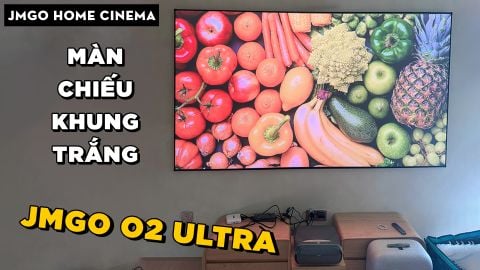 HOME CINEMA VỚI JMGO O2 ULTRA VÀ MÀN CHIẾU KHUNG TRẮNG