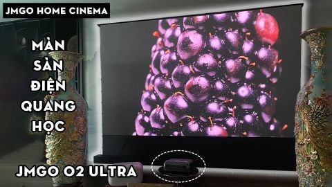 HOME CINEMA VỚI JMGO O2 SIÊU GẦN VÀ MÀN SÀN ĐIỆN QUANG HỌC 120 INCH