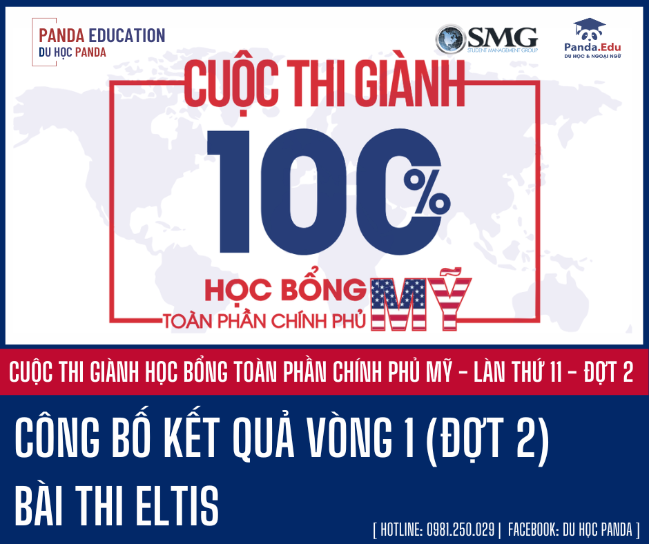 Công bố kết quả Vòng 1 Cuộc thi giành Học bổng toàn phần Chính phủ Mỹ - Lần thứ 11 - Đợt 2