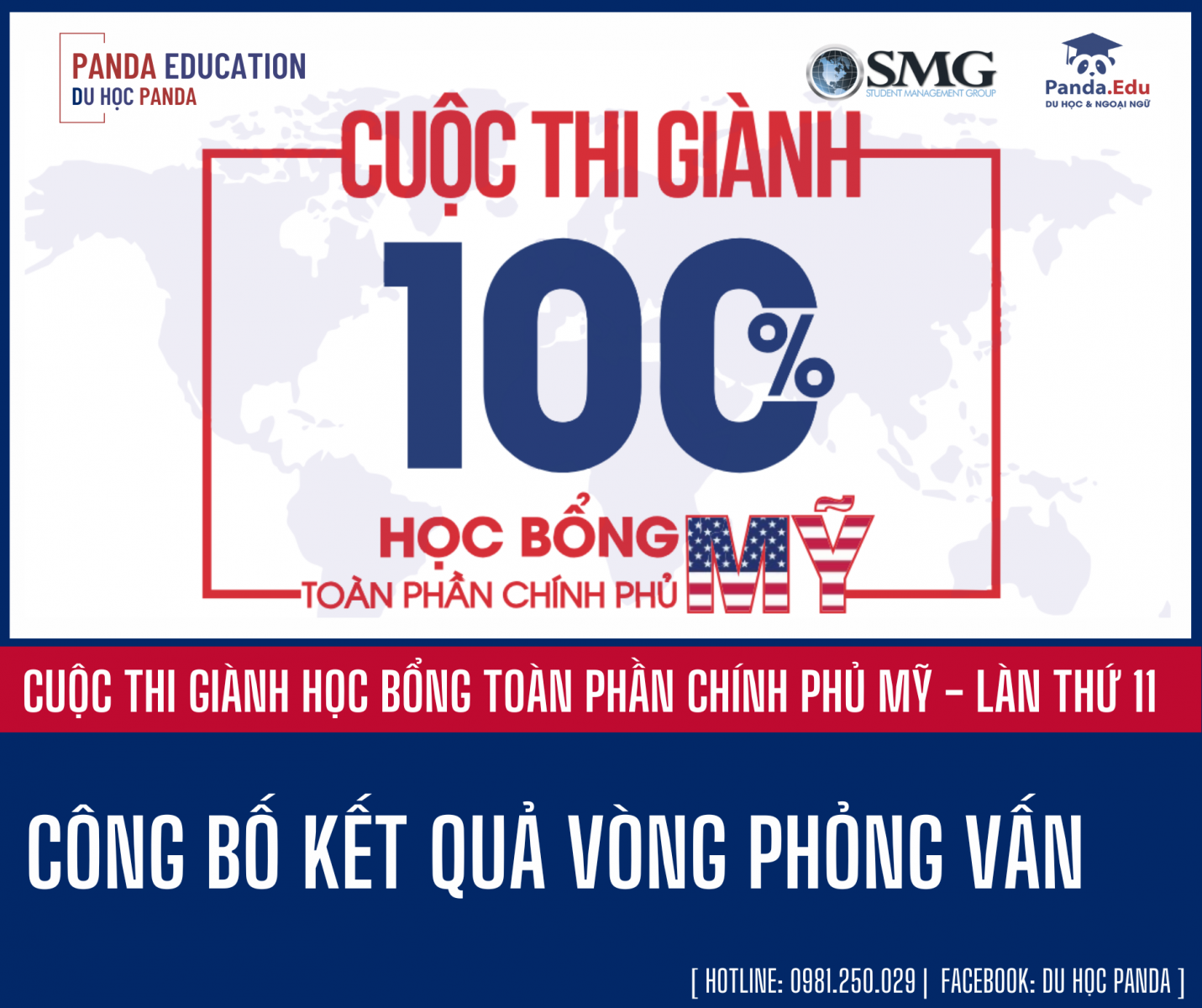DANH SÁCH THÍ SINH GIÀNH HỌC BỔNG TOÀN PHẦN CHÍNH PHỦ MỸ 100% - LẦN THỨ 11