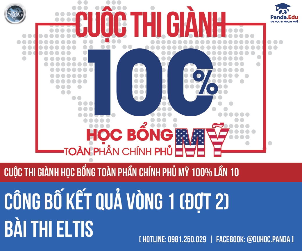 Công bố kết quả Vòng 1 Cuộc thi giành Học bổng toàn phần Chính phủ Mỹ (Lần 10) - Đợt 2