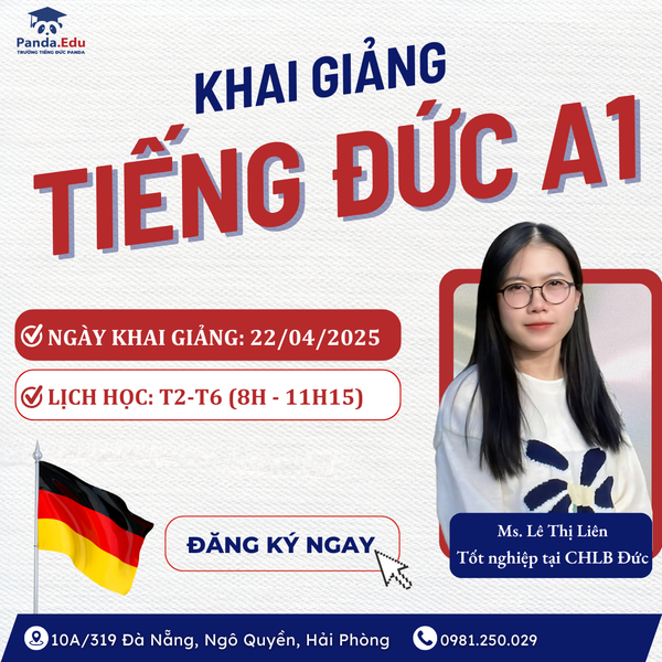 KHÓA TIẾNG ĐỨC A1 KHAI GIẢNG NGÀY 22/04/2025 TẠI PANDA
