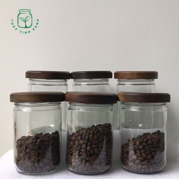 Hũ thủy tinh tròn nắp gỗ 500ml