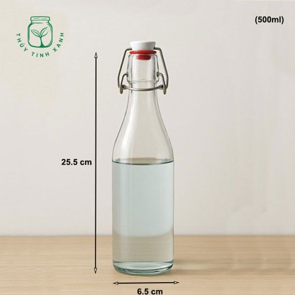 Chai thủy tinh nắp gài tròn 1000ml