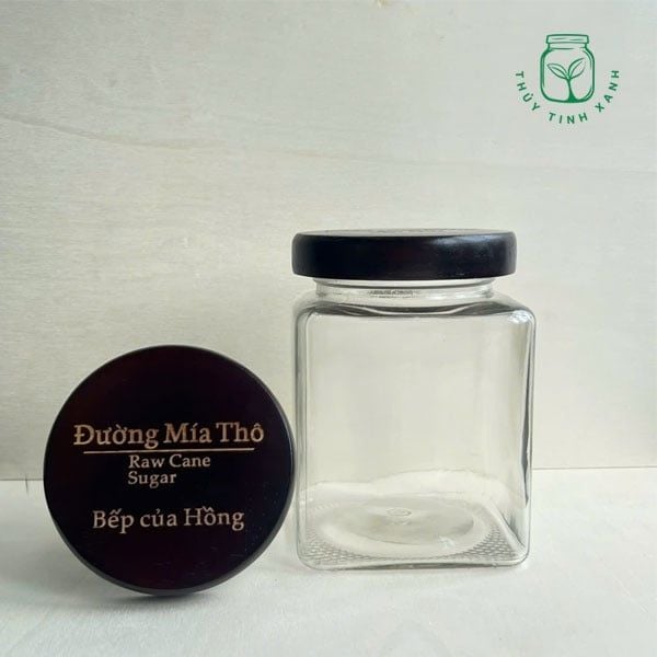 Hũ thủy tinh vuông nắp gỗ
