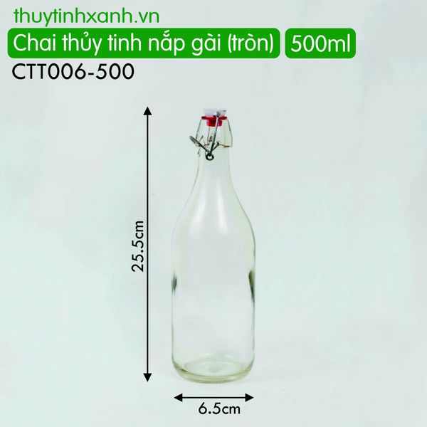 Chai thủy tinh nắp gài tròn 500ml