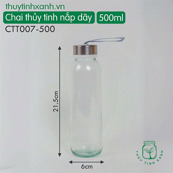 Chai thủy tinh nắp dây 500ml