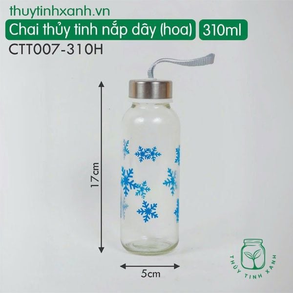 Chai thủy tinh nắp dây hoa 300ml