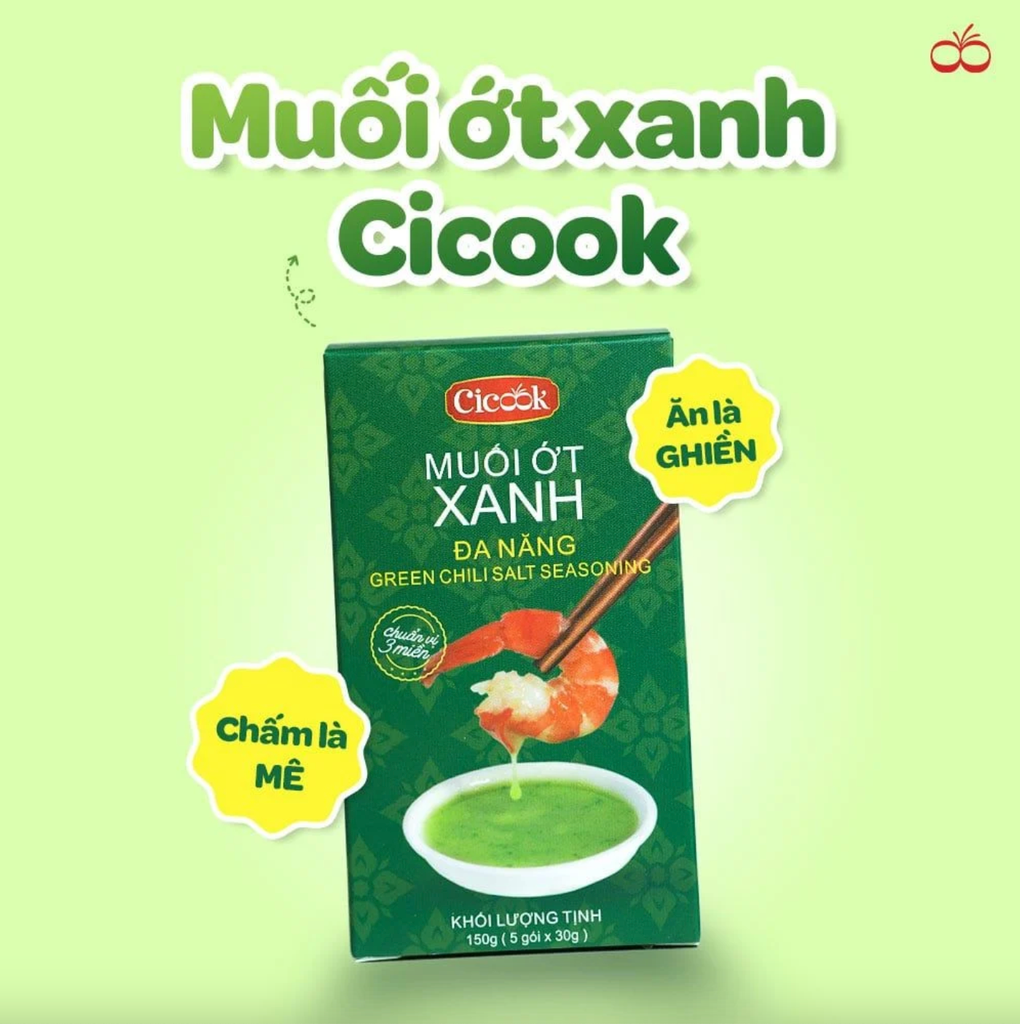 Nguyên liệu muối ớt xanh đa năng Cicook bao gồm các nguyên liệu gì?