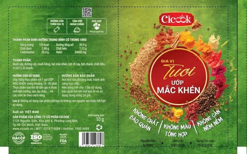 Công Bố Sản Phẩm: Gia Vị Tươi - Ướp Mắc Khén