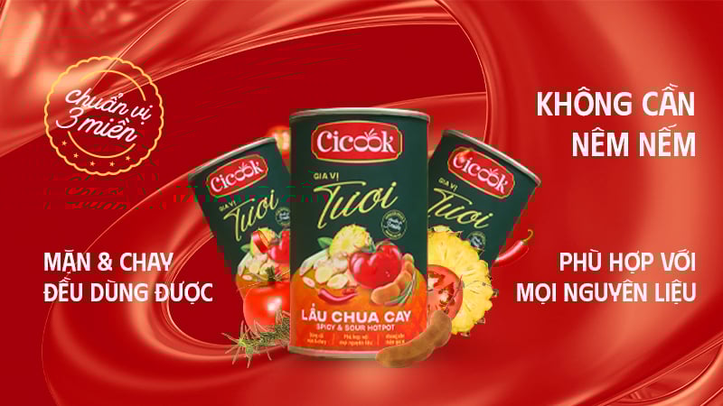 Đặc điểm của lon Xốt lẩu Chua Cay Cicook