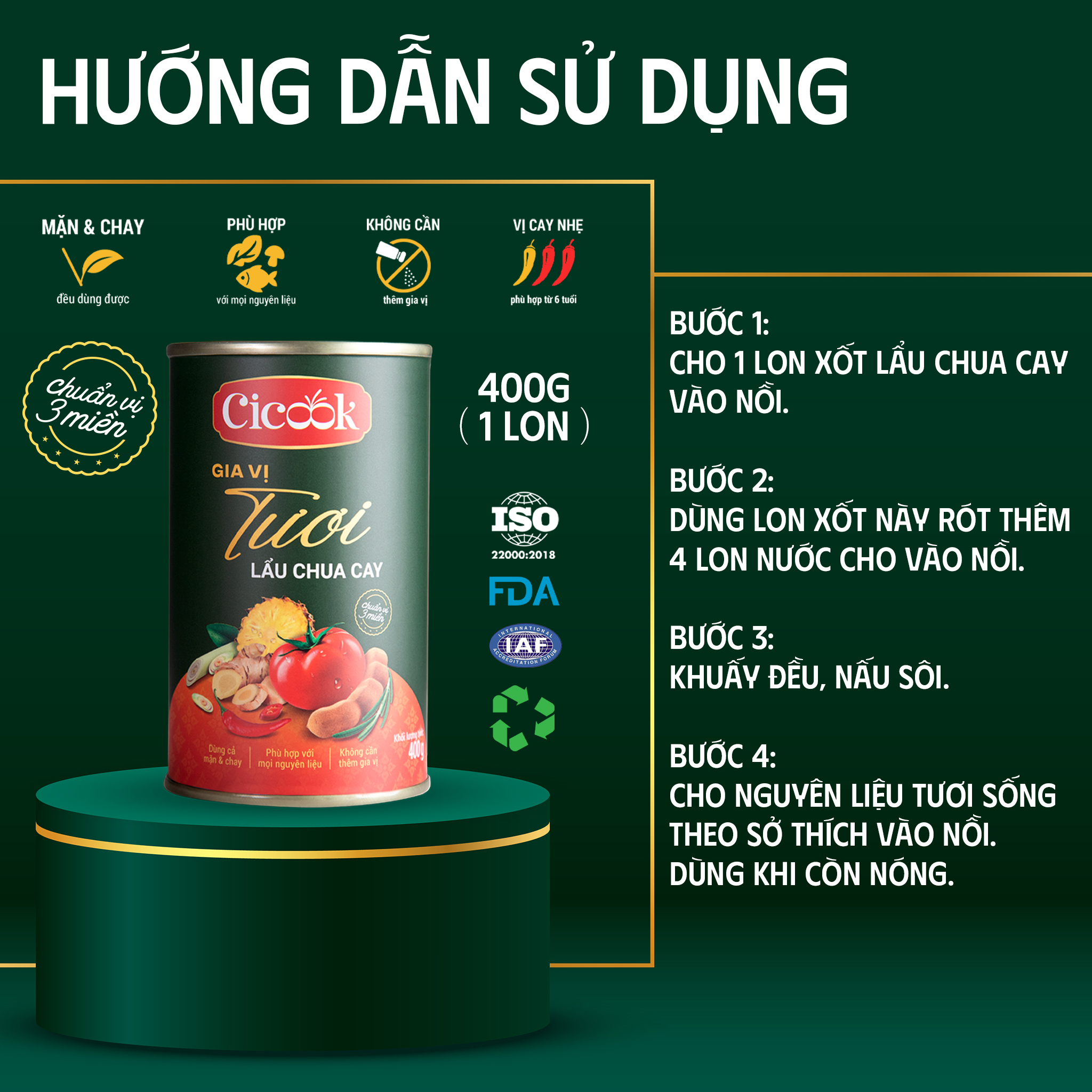 Hướng dẫn sử dụng lon xốt lẩu chua cay