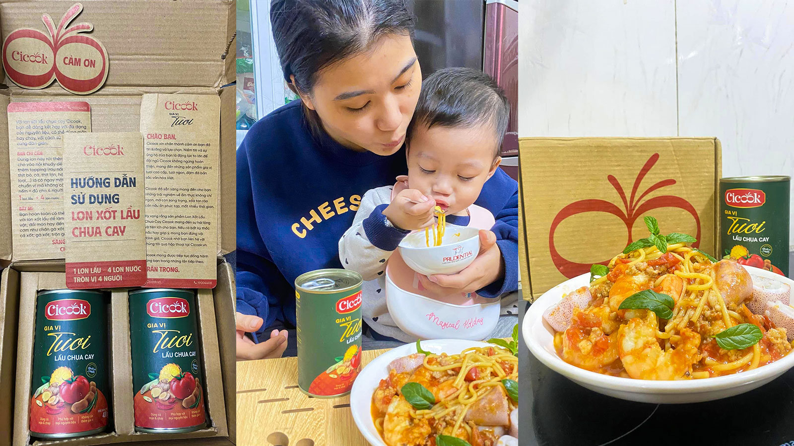 Mỳ ý xốt chua cay từ lon xốt lẩu chua cay Cicook