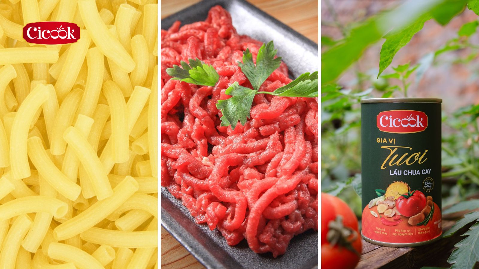 Nguyên liệu làm nui xốt bò bằm