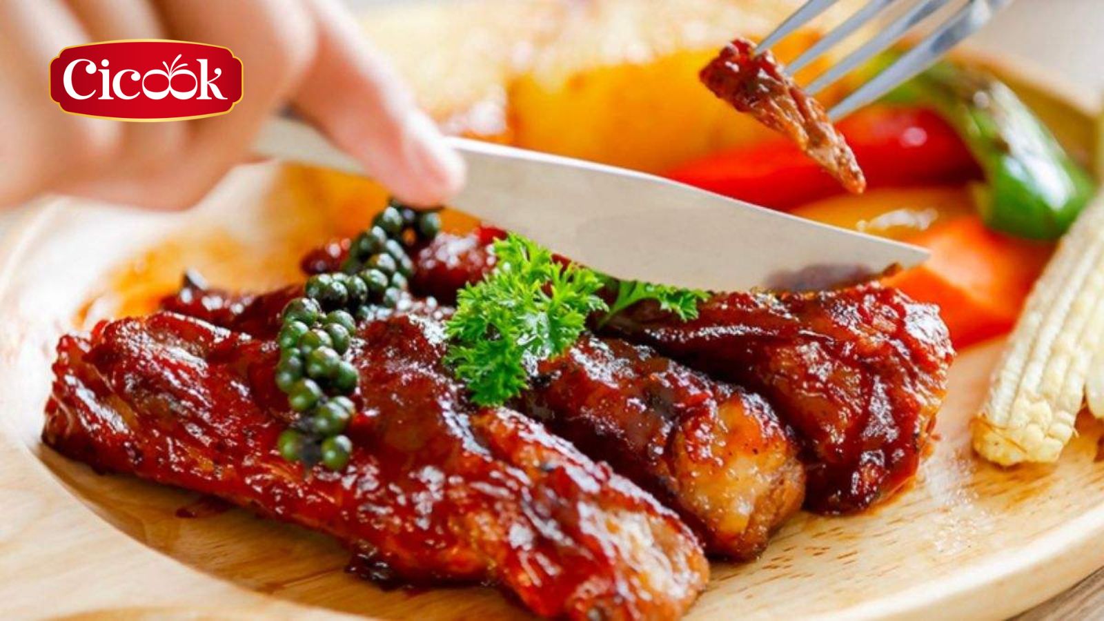 Sườn non nướng xốt lẩu chua cay Cicook