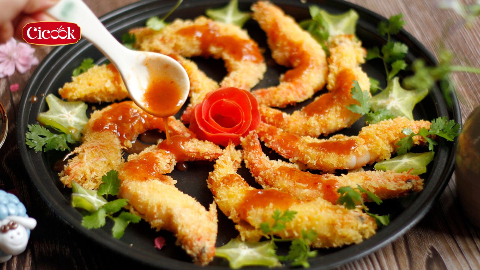 Tôm sú chiên xốt chua cay