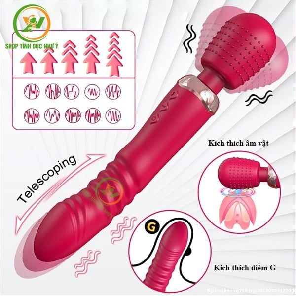 Chày rung 2 đầu chức năng rung thụt siêu mạnh kích thích điểm G