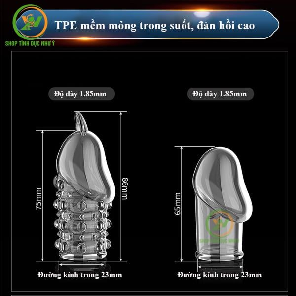 Combo 2 bao cao su đôn đeo đầu khấc loại có gai và trơn