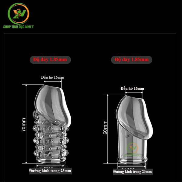 Combo 2 bao cao su đôn dên đeo đầu khấc hở đầu loại bi và trơn