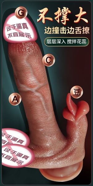 Dương vật giả 2 đầu rung thụt kèm lưỡi liếm kèm tỏa nhiệt